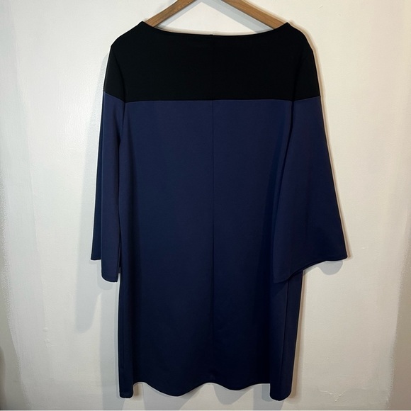 Women’s | GAP Blue Black Colorblock Ponte 3/4 Sleeve Round Neck Shift Dress | XL - Picture 7 of 10